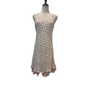 Vtg Y2K April Cornell Pink Floral Dress Sz M Sheath Ruffle Soft Girl Coquette